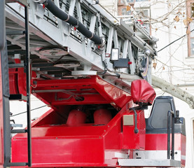 drum with a cable for lifting stairs on a fire truck