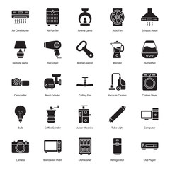  Electronics and Appliances Solid Vectors Set 