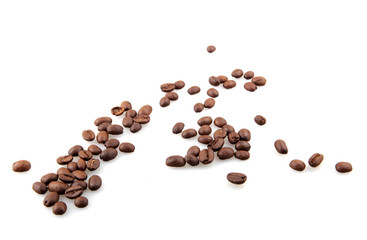 Fresh Roasted Coffee Beans Isolated On White Background