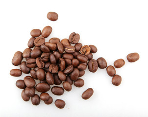 Fresh Roasted Coffee Beans Isolated On White Background
