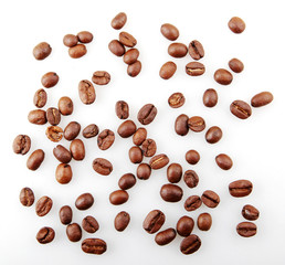 Fresh Roasted Coffee Beans Isolated On White Background