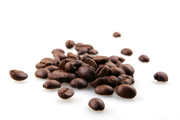 Fresh Roasted Coffee Beans Isolated On White Background