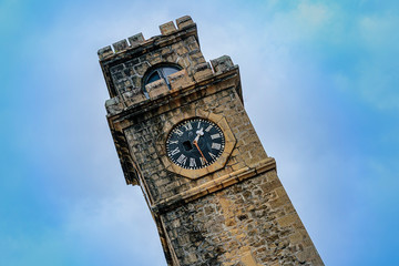 Clock tower at Galle Fortress, tilted image