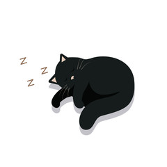 Illustration - black cat is sleeping. Isolated on a white background. Stock vector graphics