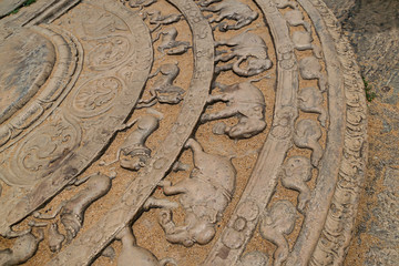 Moonstone carvings found at entries to religious sites