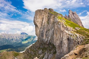 Magestic Odle group mountain range in Dolomite alps, Italy