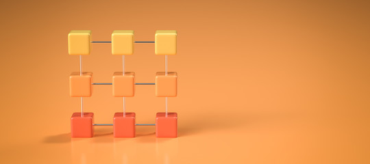 cube grid on colorful background symbolizing network nodes