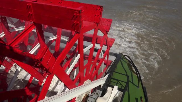 Working paddlewheel of the steamboat. New Orleans, Louisiana, USA
