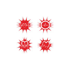 Set Heart pulse Logo Template vector symbol