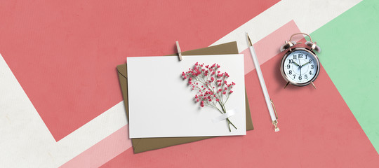 flower and a letter on paper background
