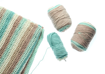 Skein of woolen threads isolated on white background