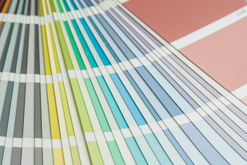 Fototapeta premium Color palette, guide of paint samples catalog view