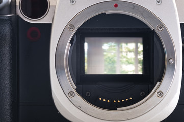 Mirror sensor inside dslr camera without lens view