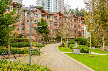 Modern apartment buildings in Vancouver, British Columbia, Canada.