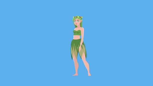 Cartoon Fairy Girl Character Animation. Mavka Slavic Mythology Walk Cycle Creatures Fantasy Character with Luma Matte
