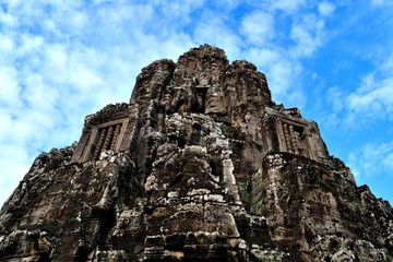 Fototapeta na wymiar View of the magnificent Bayon temple in the complex of Angkor Thom