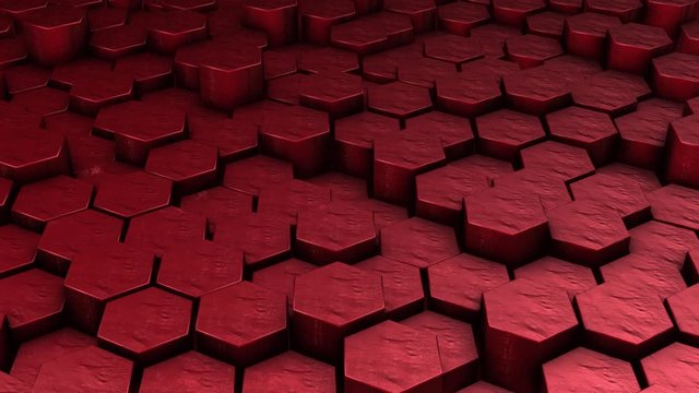 Red hexagon geometric background in motion