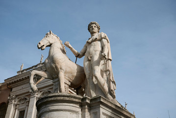 Obraz premium Rome, Italy - February 03, 2020 : Statue of the Capitoline Hill cordonata