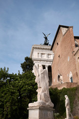 Rome, Italy - February 03, 2020 : Statue of the Capitoline Hill cordonata