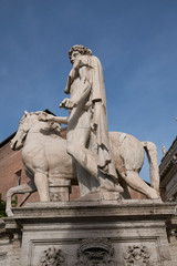 Rome, Italy - February 03, 2020 : Statue of the Capitoline Hill cordonata