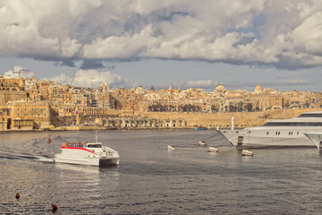 Naklejka premium A view of Valletta in Malta from Senglea