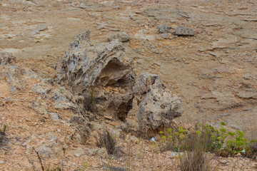 Natural stone formations on beach
