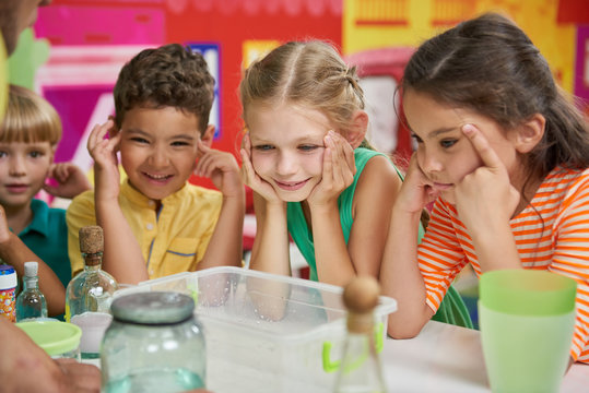 Water Activities For Preschoolers. Kids Having Fun In Entertainment Center. Science Experiments For Kids.