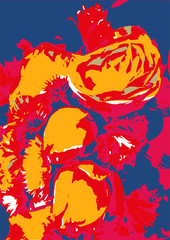 Bouquet with roses, cutouts, collage Bouquet with roses, cutouts, collage