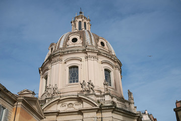 Fototapeta na wymiar Rome, Italy - February 03, 2020 : view of Santissimo Nome di Maria al Foro Traiano church