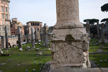 Fototapeta na wymiar Rome, Italy - February 03, 2020 : View of Trajan column
