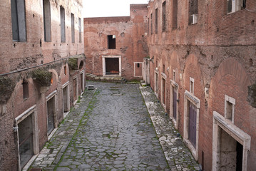 Rome, Italy - February 03, 2020 : View of Trajan Market  from Via Biberatica