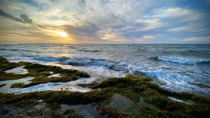 sunset over the sea in Raa, Sweden