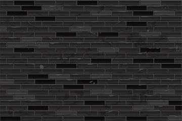 Dark, old brick wall texture. geometric ornament, brick pattern in black. Vector illustration