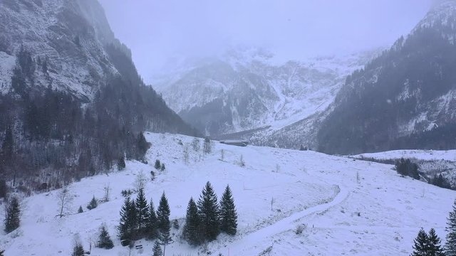 Wonderful snowy winter landscape in the Alps - aerial view - aerial photography
