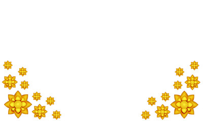 Image, Watter golden flowers, white background, Thai flower art, Thai pattern