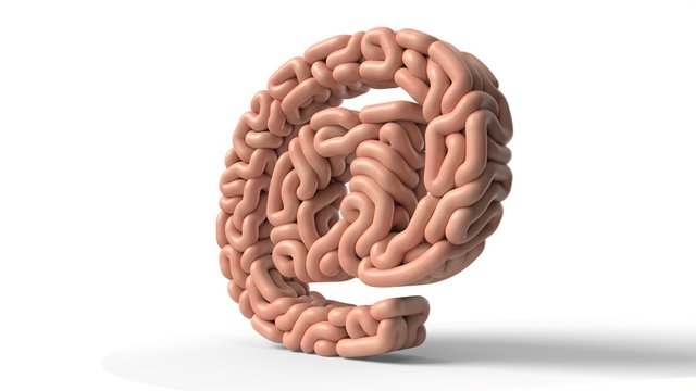 human brain in shape of at sign. 3D illustration