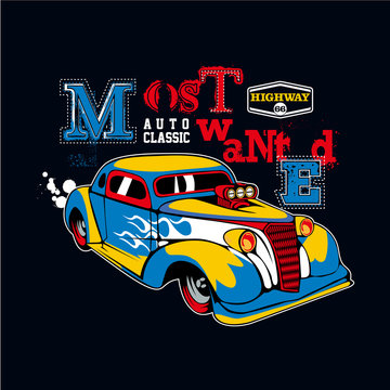 classic car, vector illustration