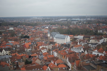 Naklejka na ściany i meble a city view from the top in Bruges