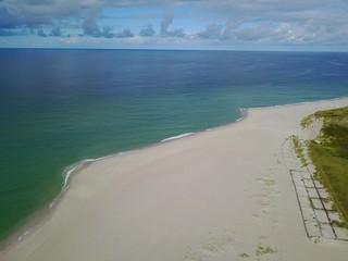 Strand, Meer, Düne, Strandkörbe aus der Vogelperspektive