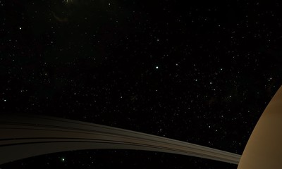Fototapeta na wymiar Planet Saturn with rings and satellites on the space background. 3d illustration.