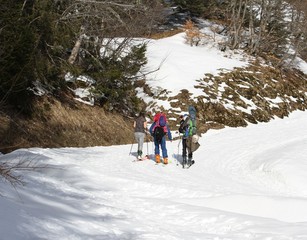 photography showing some people skiing in the Chartreuse mountain