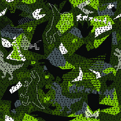 Abstract seamless dinosaurus pattern. T rex repeated print for fashion textile, sport clothes, wrapping paper. Geometric repeat ornament.