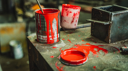  clear red paint tools ready to work with