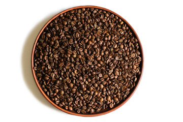 Coffee beans on a white background.
