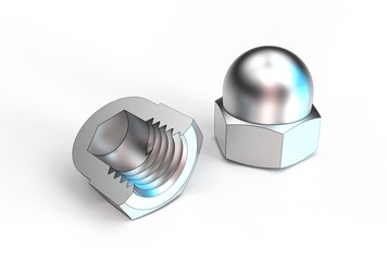 3d illustration of dome nut isolated on white