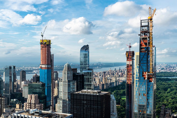 Construction of skyscrapers in Manhattan, New York City, USA