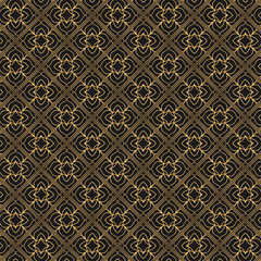 Golden oriental pattern design on dark background. Royal pattern design in vector. Golden mandala pattern on dark background