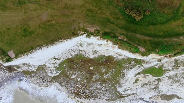 Flight over the white cliffs of the English South coast -aerial photography