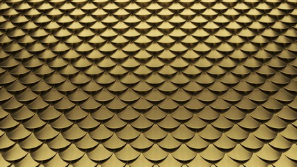 Golden scales texture. Fish skin abstract texture background. 3D-rendering.