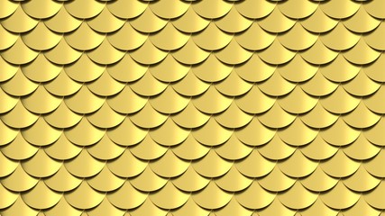 Golden scales texture. Fish skin abstract texture background. 3D-rendering.